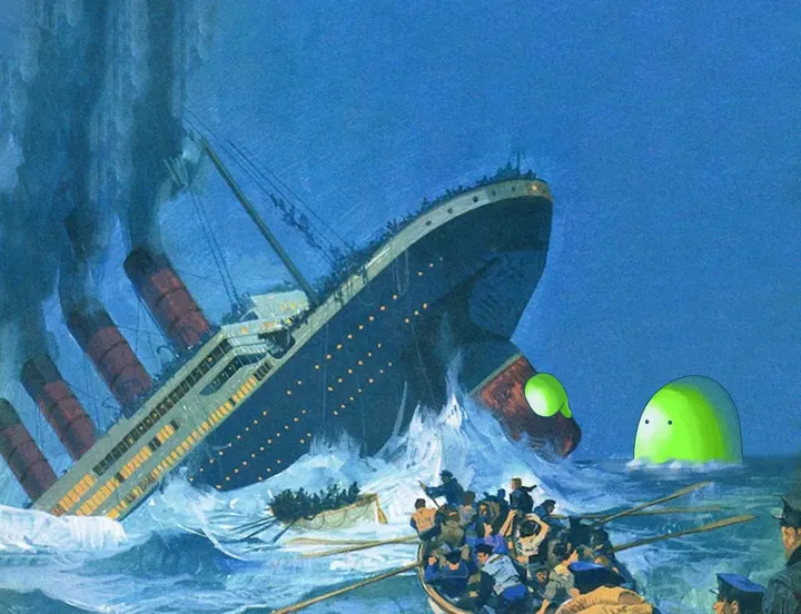 Glub floating by the sinking Titanic